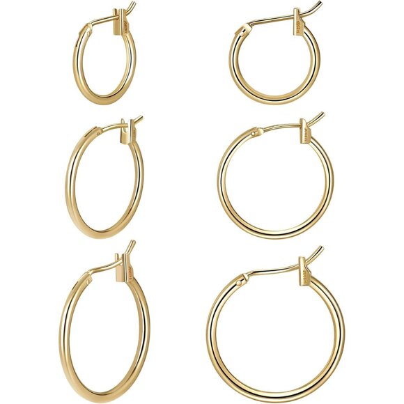Jewelry - 14K Gold Filled Hoop Earrings Set Women Lightweight Tarnish Resistant Waterproof